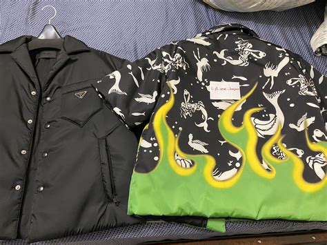 prada mermaid flame jacket|Prada FW18 Mermaid Flame Padded/Puffer Shirt Jacket.